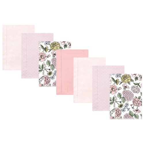 Hudson Baby Infant Girl Cotton Flannel Burp Cloths, Vintage Blossom 7 Pack, One Size - Vintage Blossom 7 Pack - One Size