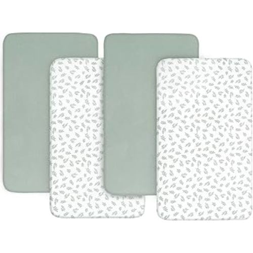 4-Pack Fitted Bassinet Sheets for Boys and Girls - Breathable, Soft Microfiber Baby Bassinet Sheet Universal Fit for Most Rectangle, Oval, Hourglass Bassinet Mattress