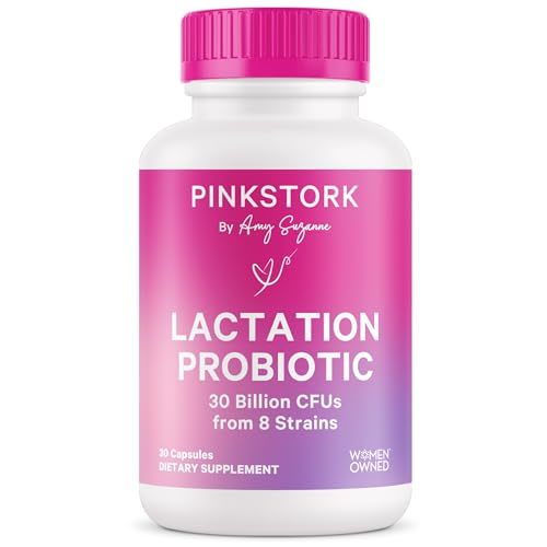 Pink Stork Lactation Probiotic - 30 Billion CFUs Multi Strain Postnatal Probiotics for Breastfeeding Women - Support Breast Milk & Gut Health, Postpartum Essentials, 30 Capsules