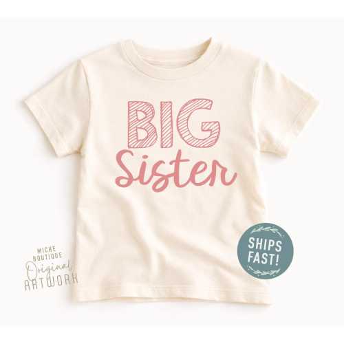 Big Sister and Brother Shirt, Matching Sibling Shirts, Baby Announcement, Soft Natural Color Cotton