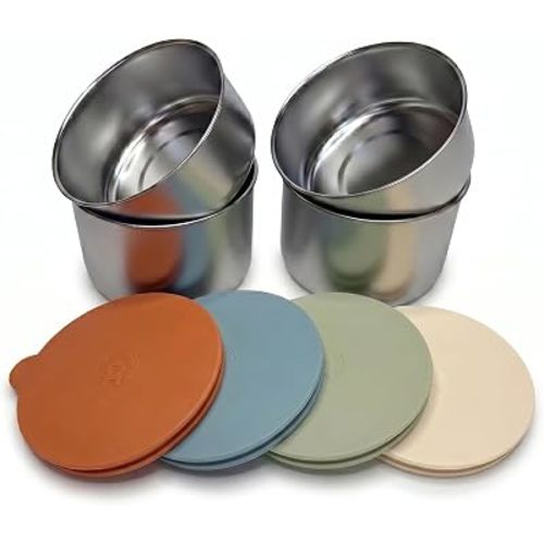 Monkey Proof™ FreshKeep Containers, Stainless Steel Food Storage Containers with Silicone Lids, BPA-Free, Leak-Resistant, Dishwasher Safe, Set of 4 (Arizona)