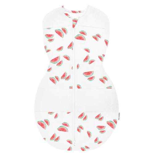 Happiest Baby Sleepea 5-Second Swaddle - 100% Organic Cotton Baby Swaddle Blanket - Doctor Designed Promotes Healthy Hip Development (Ivory Watermelons, Small)