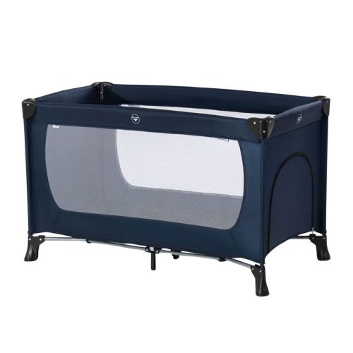 Hauck Dream N Play Plus Travel Bed Portable Playpen Mattress With Viewing Windows And Side Exit, Foldable Crib For Babies And Toddlers, Navy Blue