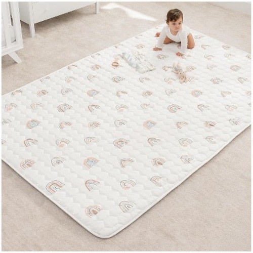 Premium Play Mat - Soft and Comfortable Kids & Toddler Play Mat with Non-Slip Bottom By Comfy Cubs - Rainbow, Rectangle, 60x96