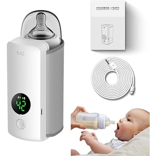 Portable Bottle Warmer for Travel,6000mAh Battery-Power,Constant Warming for 5H,Milk Warmer for Baby,Temperature Display,Feeding Your Baby Conveniently.Not for Warming Cold Bottles