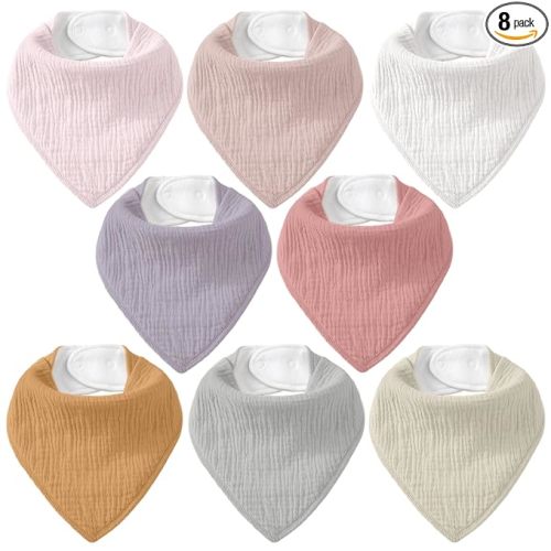 Muslin Baby Bibs 8 Pack, Baby Bandana Drool Bib for Drooling and Teething, Cotton Soft Absorbent for Girls Boys Medieval Style