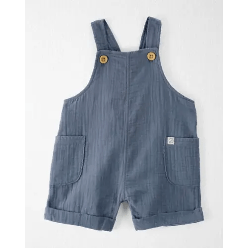 Baby Organic Cotton Gauze Shortalls in Blue - Little Planet | Carter's