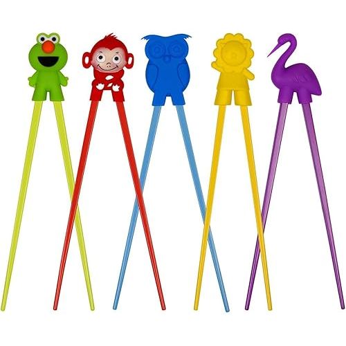 Training chopsticks for kids adults and beginners - 5 Pairs chopstick set with attachable learning chopstick helper - right or left handed