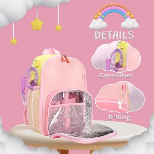 PINK CROTIRAD Feeding Tube Backpack Fits 500ml Bag and Enteral Feeding Pump (Compatible with EnteraLite Infinity, Flocare Infinity and Kangaroo Joey), Feeding Tube Bag for G Tube, J Tube and GJ Tube, Pink