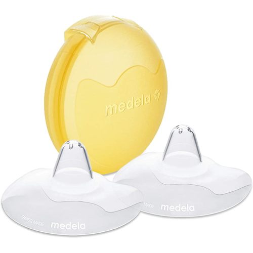 Medela Contact Nipple Shield for Breastfeeding, 24mm Medium Nippleshield, For Latch Difficulties or Flat or Inverted Nipples, 2 Count with Carrying Case, Made Without BPA