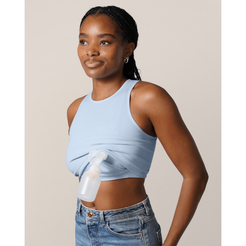 Sublime® Bamboo Hands-Free Pumping Longline Bra Top | Oatmeal Heather - Kindred Bravely