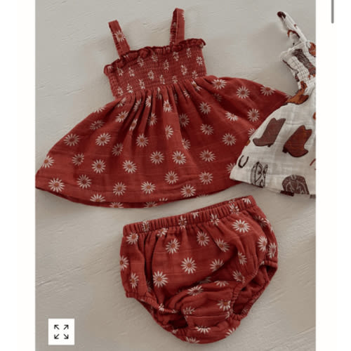 Muslin Smocked Top & Bloomer, Daisy Dot – SpearmintLOVE