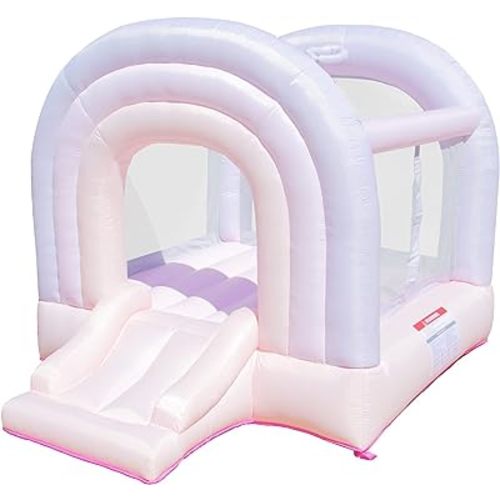 Bounceland Daydreamer Cotton Candy Bounce House, Pastel Bouncer with Slide, 8.9 ft L x 7.2 ft W x 6.7 ft H, UL Blower Included, Basketball Hoop, 30 Pastel Plastic Balls, Trendy Bouncer for Kids