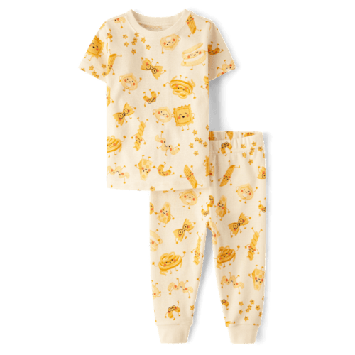 Baby And Toddler Pasta Friends Snug Fit Cotton Pajamas - Cream