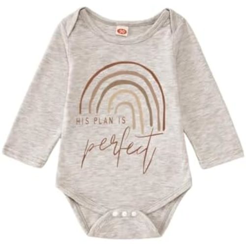 CM C&M WODRO Newborn Baby Boy Girl Bodysuit Answered Prayer Rainbow Onesie Romper Jumpsuit Long Sleeve Infant Outfit Clothes