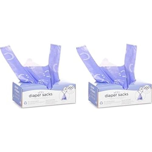 Ubbi Disposable Diaper Sacks, Lavender Scented, Easy-To-Tie Tabs, Diaper Disposal or Pet Waste Bags, 200 Count (Pack of 2)
