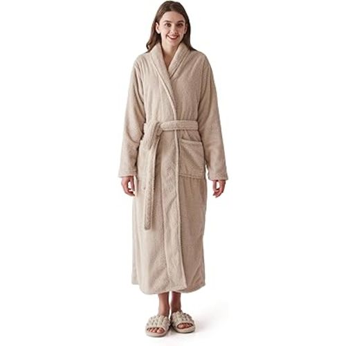 Robes for Women – Premium Plush Fleece Long Bathrobe for Women with Shawl Collar, Soft Warm Womens Robe