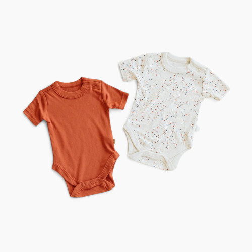 Goumi Kids x Babylist Bamboo & Organic Cotton Short Sleeve Bodysuit (2 Pack) - Clay + Terrazzo, 3-6M