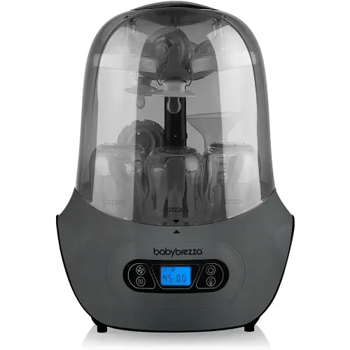 Baby Brezza Baby Bottle Sterilizer and Dryer Machine – Electric Steam Sterilization - Universal Fit - Pacifiers, Glass, Plastic, and Newborn Feeding Bottles, Charcoal