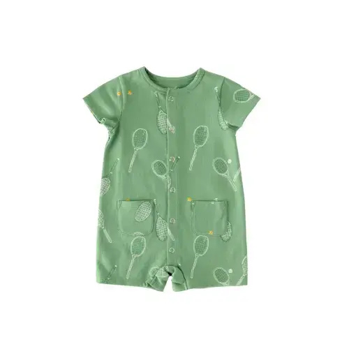 12-18 months -
Doubles Green - Short Sleeve Pocket Romper