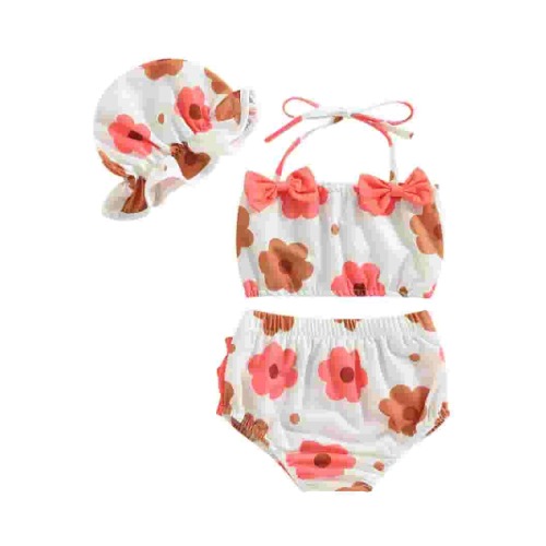 Hirigin Baby Girl Summer Swimsuit 3-Piece Sets, Sizes 0-6 Months