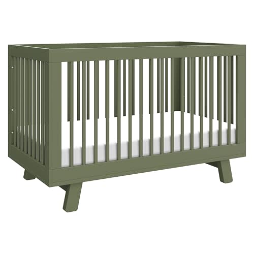 babyletto Hudson 3-in-1 Convertible Baby Crib with Toddler Bed & Daybed Conversion, Durable & Easy to Assemble - GREENGUARD Gold Certified w/ 4 Adjustable Mattress Heights - Olive Green