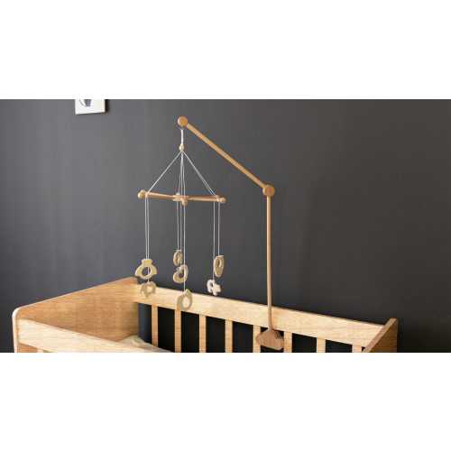 Natural Wood Baby Crib Mobile Holder, Handcrafted, Universal Design, Tool-Free Assembly