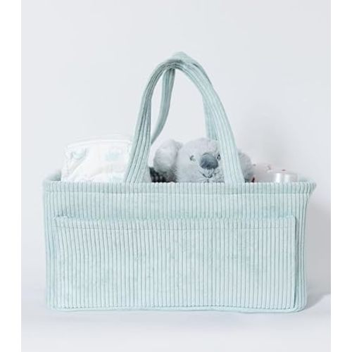 Diaper Caddy, Diaper Organizer or Storage, Nursery Storage and Car Organizer, A Baby Gift Registry, Baby Shower Must Haves Essential for Baby in Corduroy Material - MINT COLOR