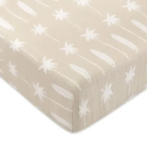 Muslin Crib Sheet Surf and Palm Trees