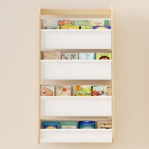 Wayfair Natural Solid Wood Kids Bookshelf - Wall Mounted Bookshelf For Kids, 4-tier Book Shelf Organizer For Books And Toys, Book Shelf For Kids Rooms, Playroom, Nursery | Wayfair