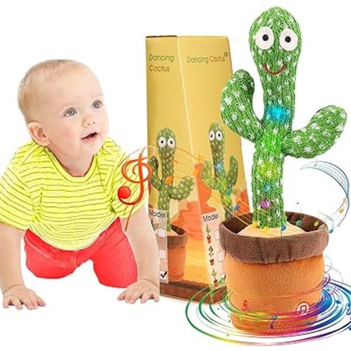Emoin Dancing Cactus Baby Toys 6 to 12 Months, Talking Cactus Toys Repeats What You Say Baby Boy Toys, Dancing Cactus Mimicking Toy with LED English Sing Talking Musical Toys