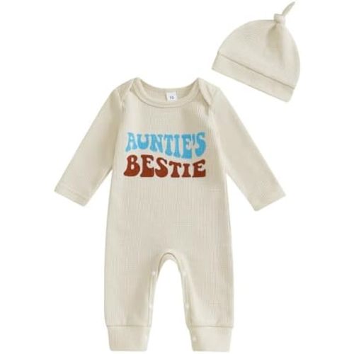 Aunties Bestie Baby Clothes Gender Neutral Unisex Newborn Boy Girl Ribbed One-Piece Solid Jumpsuit Romper Outfit