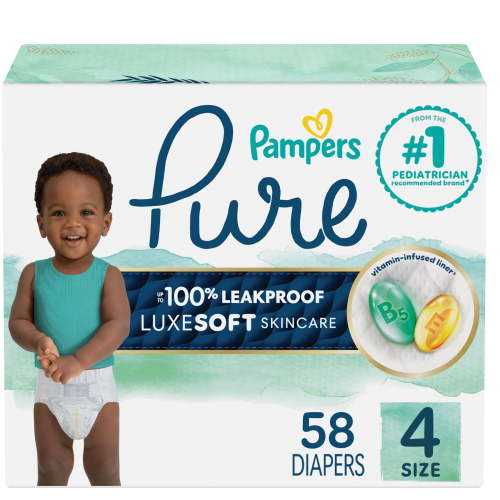 Pampers Pure Baby Diapers, Size 4