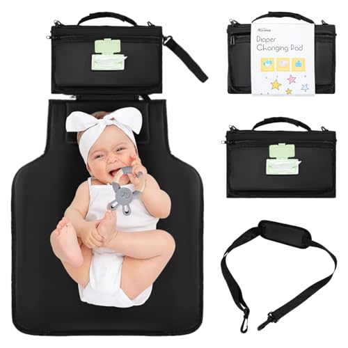 Allonway Portable Changing Pad, Baby Changing Pad Waterproof, Foldable Diaper Changing Pad, Travel Changing Pad with Wipes Pocket, Diaper Changing Mat for Baby Shower