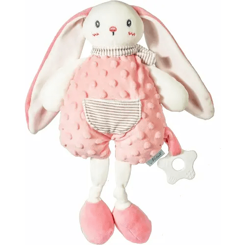 Adorable Baby Cozy Plush Doll, Toys, Soft Toys, Teether, Soft Fabric Textures, Crinkle Sounds to Explore, Suitable for Babies, Pink Rabbit Cuddly Gifts for Newborn Boys and Girls/Kids