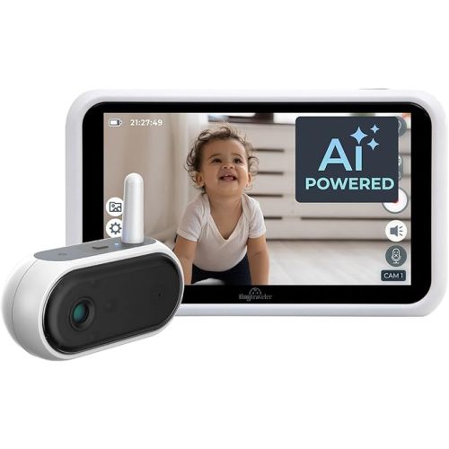 Tiny Traveler Ai Smart Wireless Baby Car Monitor (TT006B) - AI-Powered Safety Alerts: Cry/Laugh/Stand Detection, Virtual Fense, Long Range 1000ft Night Vision Lullabies Night Light - Black