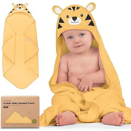 KeaBabies Baby Hooded Towel - Viscose Derived from Bamboo Baby Towel, Toddler Bath Towel, Infant Towels, Large Hooded Towel, Soft Baby Towels with Hood for Girls, Babies, Newborn Boys (Tiger)