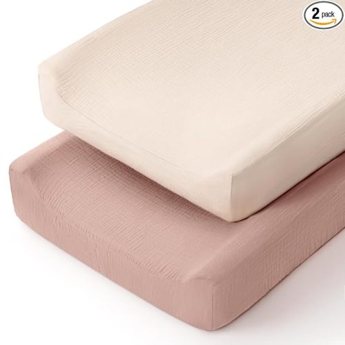 lulumoon Muslin Changing Pad Cover: Baby Diaper Changing Table Pad Cover - Changing Pad Sheets for Girls Boys