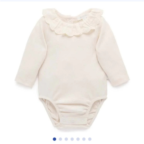 Ruffle Pointelle Bodysuit Cloud - Purebaby | Maisonette