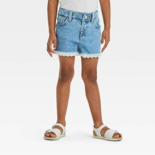 Toddler Girls' Lace Cut-off Jean Shorts - Cat & Jack™ Light Wash 4t