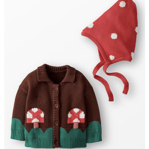 Baby Mushroom Cardigan & Hat Set
