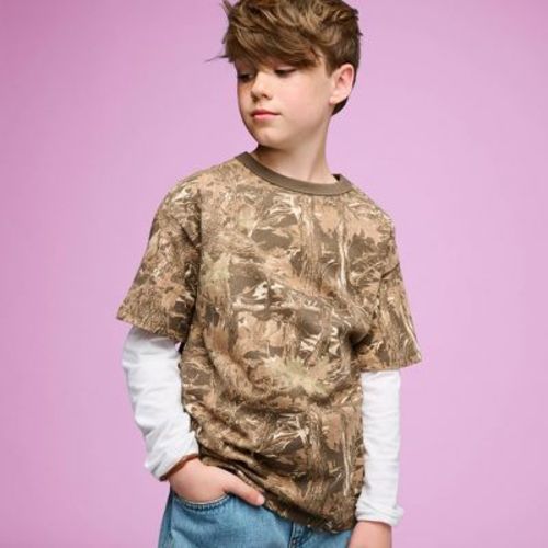 Boys' Short Sleeve 100% Cotton Relaxed Fit Camo Printed T-Shirt - Cat & Jack™ Dark Brown XL