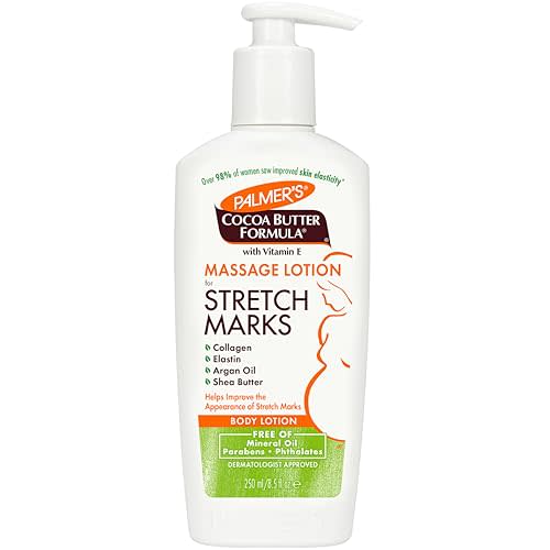Palmer's Cocoa Butter Formula Massage Lotion For Stretch Marks, Pregnancy Skin Care, Belly Cream with Collagen, Elastin, Argan OIl and Shea Butter, 8.5 Ounces