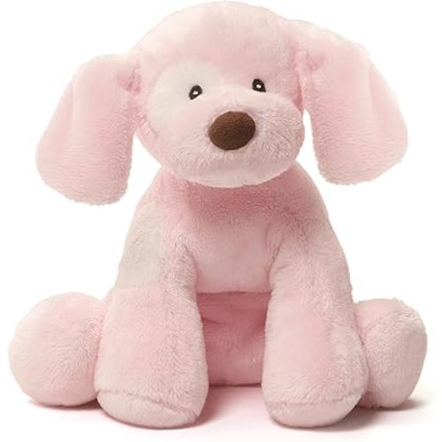 Baby GUND Spunky Barking Puppy Stuffed Animal Sound Toy, Animated Plush Sensory Toy with Sounds, for Babies and Newborns, Pink, 8”