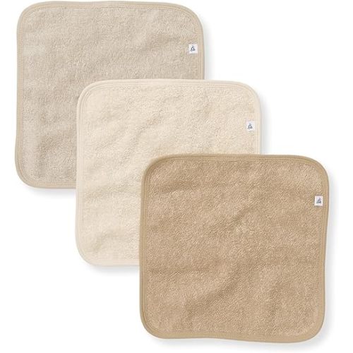 Burt's Bees Baby Infant Washcloths, 100% Organic Cotton, Soft and Super Absorbent Knit Terry & Woven Terry Wash Cloth - 3 Pack Set