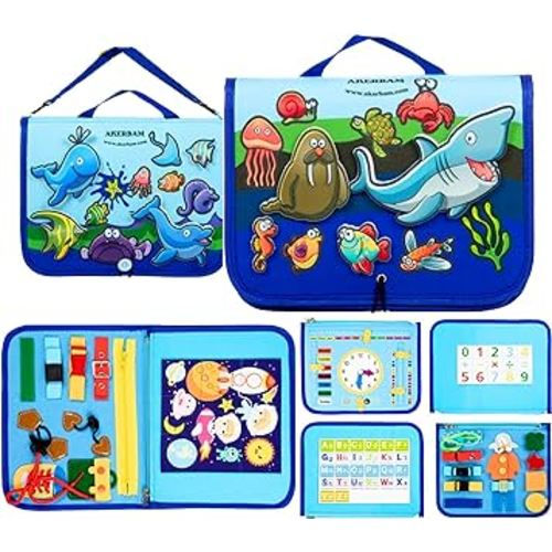 Busy Board for 1+ Year Old, No Pieces Falling Off, Superior Felt Adherence, Montessori Busy Board for Toddlers 3-5, Autism Sensory Toys for 1 2 3 4 5 6 Year Old, Travel Quiet Book Matching Game Boy