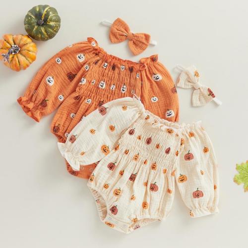 REDWOON Baby Girl Halloween outfit Cute Pumpkin Romper Long Sleeve - TikTok Shop