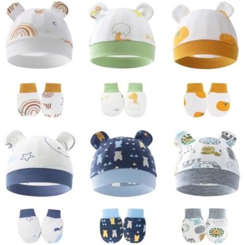 Cute Baby Mittens Newborn, No Scratch Baby Boy Mittens, Baby Girl Hat Gloves for Toddlers, Infant, Newborn
