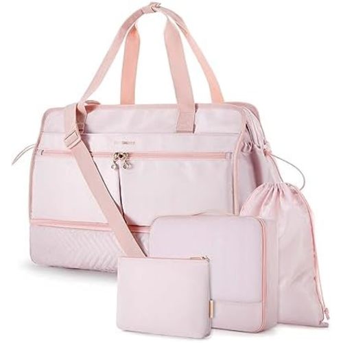 BAGSMART Weekender Bag for Women, 40L Carry on Weekend Overnight Bag, Large Travel Duffel Bag, Gym Bag with Shoe Compartment