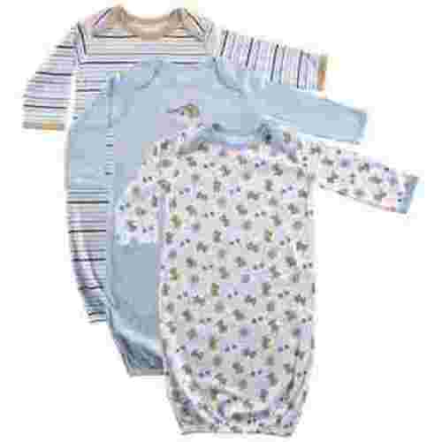 Luvable Friends Baby Newborn Sleeping Preemie Sleeper, Cotton Gowns Set, Blue, Infant Boy